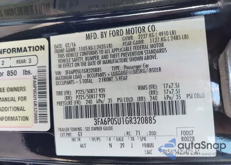 2016 Ford Fusion Energi Titanium from USA, damaged, VIN 3FA6P0SU1GR320885